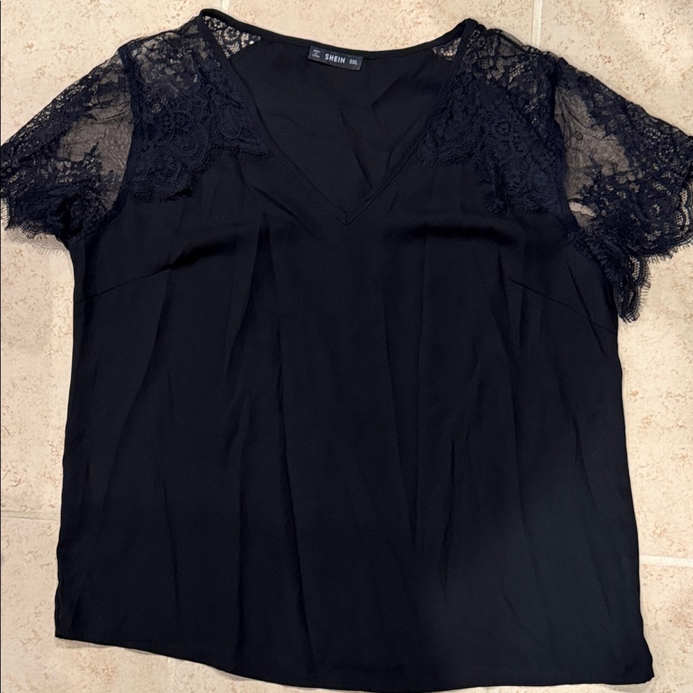 SHEIN Elegant Black Lace Blouse